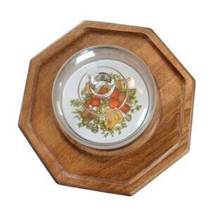 Vintage Mid Century 70s Goodwood Octagon Cheese Tray With Glass Cloche Cottageco
